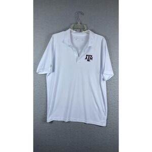 Texas A&M Aggies Shirt Mens Large White NCAA Football Polo Short Sleeve Golf